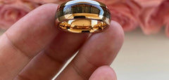 Men's 8mm Double Wood Inlay Rose Gold Tungsten Ring