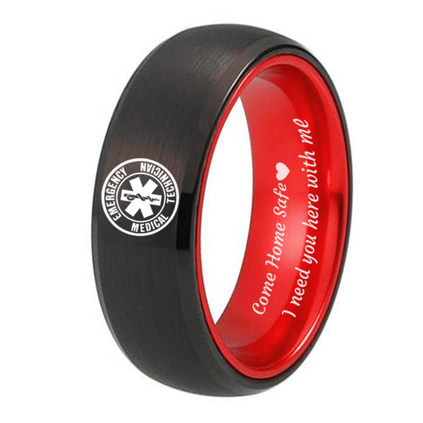 8mm Paramedic 'Come Home Safe' Tungsten Carbide Ring