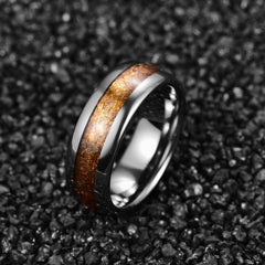 Men's 8mm Gold Filigree Inlay Silver Tungsten Carbide Ring