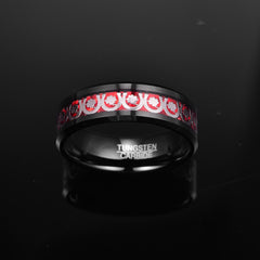 Men's 8mm Lucky Horseshoe Inlay Black Tungsten Carbide Ring