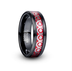 Men's 8mm Lucky Horseshoe Inlay Black Tungsten Carbide Ring