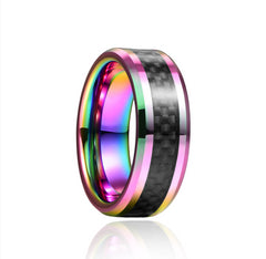 Men's 8mm Electro Plated and Carbon Fiber Inlay Tungsten Carbide Ring