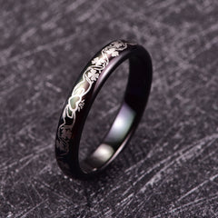 Women's 4mm Black Four-Leaf Clover Tungsten Carbide Ring