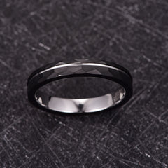 Women's 4mm Tungsten Carbide Silver Offset Inlay Hammered Tungsten Carbide Ring