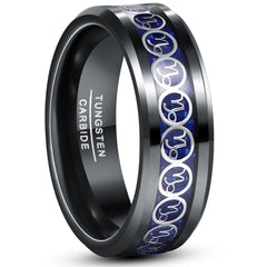 Men's 8mm Inlaid Leo Black Tungsten Carbide Ring