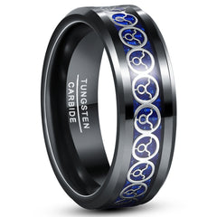 Men's 8mm Inlaid Leo Black Tungsten Carbide Ring