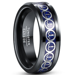 Men's 8mm Inlaid Aries Black Tungsten Carbide Ring