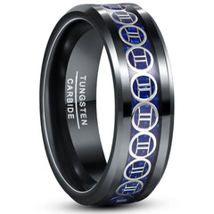 Men's 8mm Inlaid Leo Black Tungsten Carbide Ring