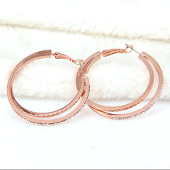 Women's Rhinestone Rose Gold Plated Dual Hoop Earrings