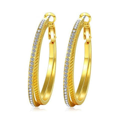 Women's Rhinestone Rose Gold Plated Dual Hoop Earrings