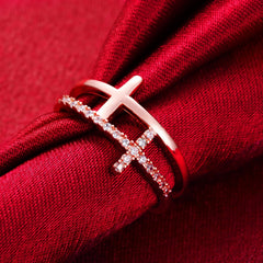 Women's Metal and Gemstone Adjustable Cross Ring