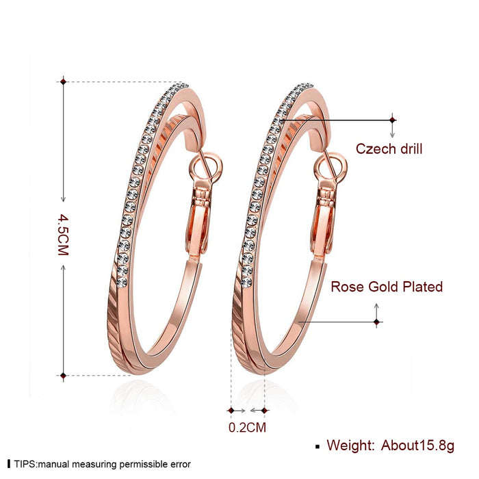 Women's Austrian Crystal CZ Dual Rose Gold Plated Hoop Earrings