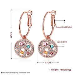 Women's Colorful Rhinestone CZ Drop Rose Gold Earrings