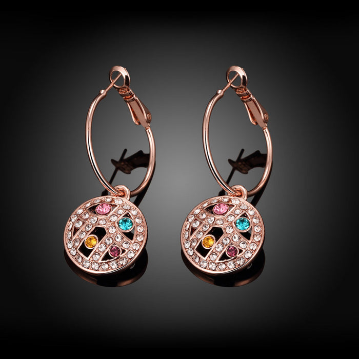 Women's Colorful Rhinestone CZ Drop Rose Gold Earrings