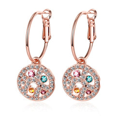 Women's Colorful Rhinestone CZ Drop Rose Gold Earrings