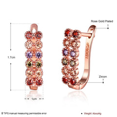 Women's Rose Gold Multicolor CZ Small Hoop Earrings