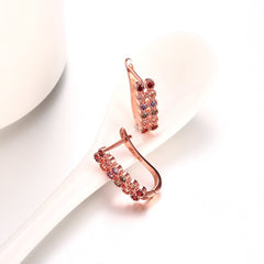 Women's Rose Gold Multicolor CZ Small Hoop Earrings