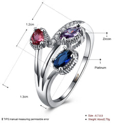 Women's White Gold Plated CZ Crystal Tricolor Bouquet Ring