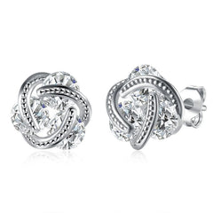 Gold Knot Cubic Zirconia Stud Earrings