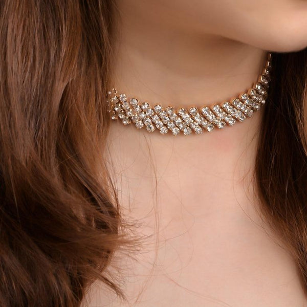 Women's Rhombus Crystal Choker Necklace