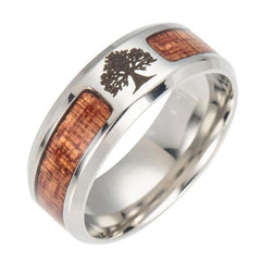 Unisex  European Stainless Steel Wood Masonic Band Ring