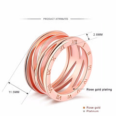 Women's Roman Numerals Rose Gold Plated Fashion Ring