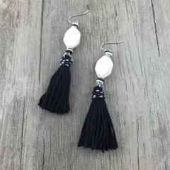 Summer Colorful Bohemian Fringe Tassel And Stone Drop Earrings