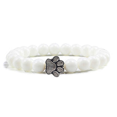 White Puppy Paw Charm Lava Bead Bracelet