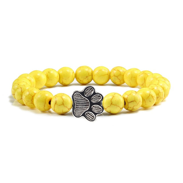 Cat Paw Yellow Charm Bead Bracelet