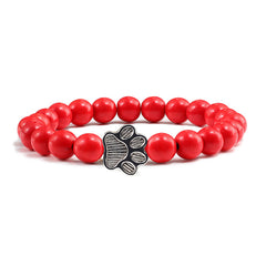 Cat Paw Red Charm Bead Bracelet