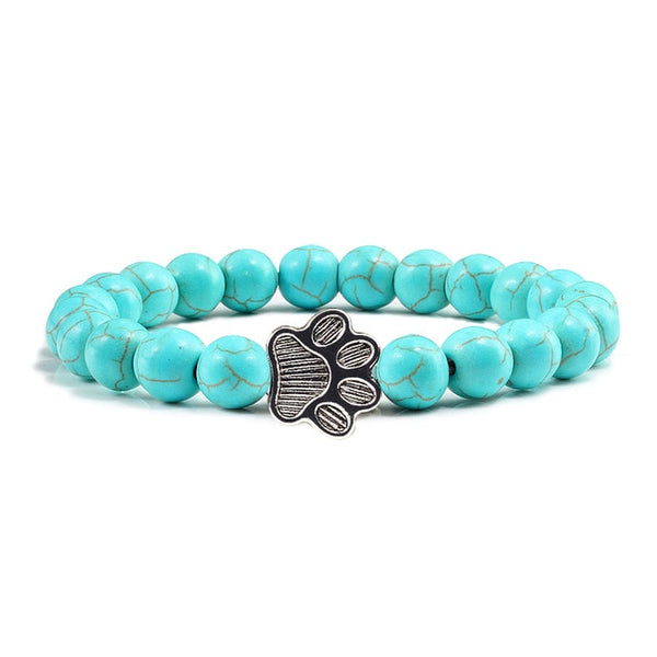 Cat Paw Light Blue Charm Bead Bracelet