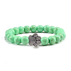 Puppy Paw Charm Emerald Green Bead Bracelet