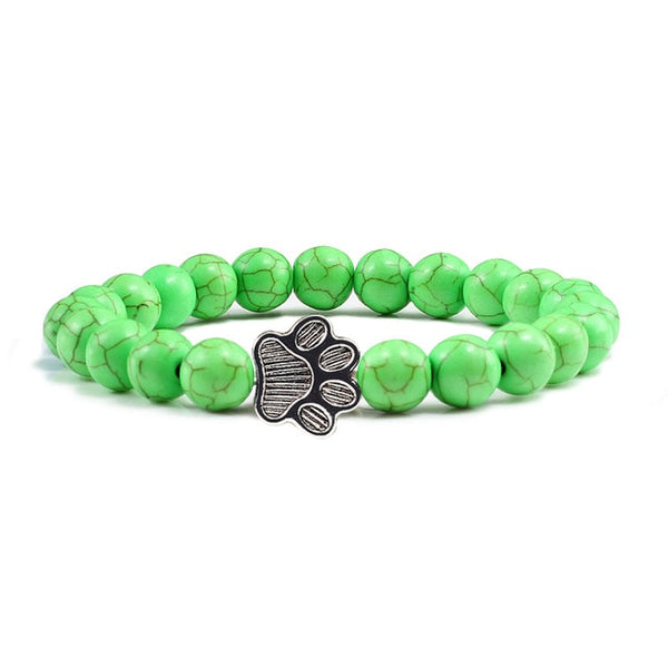 Cat Paw Lime Green Charm Bead Bracelet