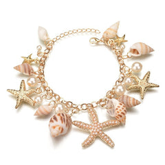 Seal Shell Charm Golden Chain Link Bracelet