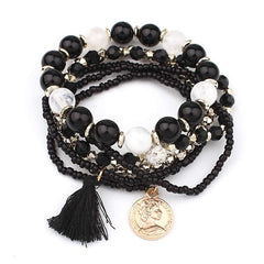 Fringe Tassel And Stone Beaded Charm Bracelet