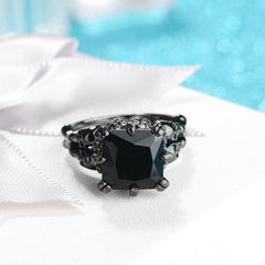 Women's Skull Zircon Gunmetal and Silver Plated CZ Ring