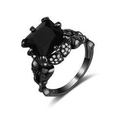 Women's Skull Zircon Gunmetal and Silver Plated CZ Ring