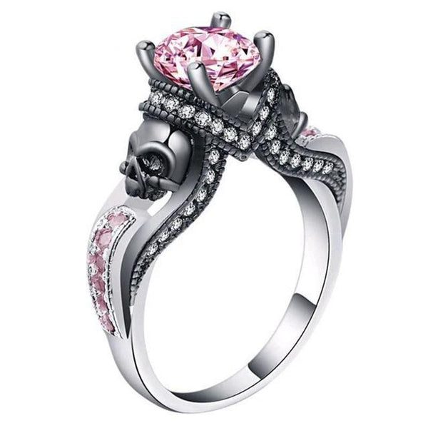 Women's Austrian Gothic Skull Vintage Crystal Copper Ring