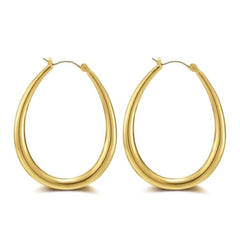 Water Drop Golden Hoop Post Earrings