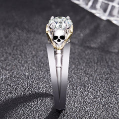 Women's Austrian Silver Plated Gothic Skull Vintage Crystal Ring