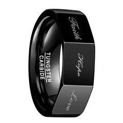 Men's 8mm Three-Sided 'Faith | Hope | Love' Tungsten Carbide Ring