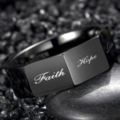 Men's 8mm Three-Sided 'Faith | Hope | Love' Tungsten Carbide Ring