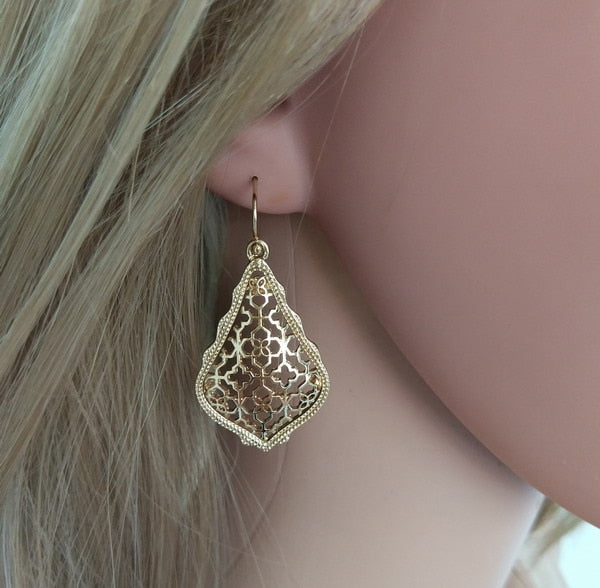 Filigree Tear Drop Bohemian Gold Earrings