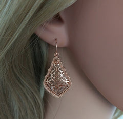 Filigree Tear Drop Bohemian Black And Gold Earrings