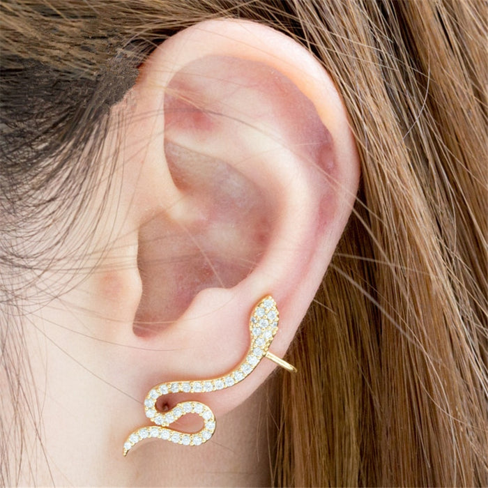 Rose Gold CZ Crystal Snake Ear Jacket Earrings