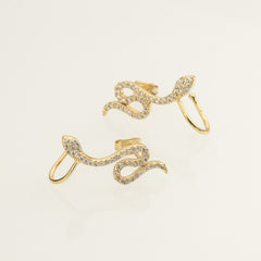 Rose Gold CZ Crystal Snake Ear Jacket Earrings