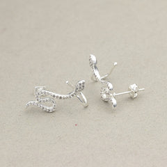 Silver CZ Crystal Snake Ear Jacket Earrings