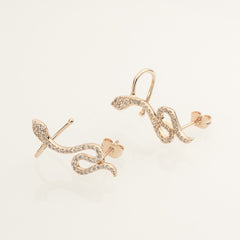 Rose Gold CZ Crystal Snake Ear Jacket Earrings