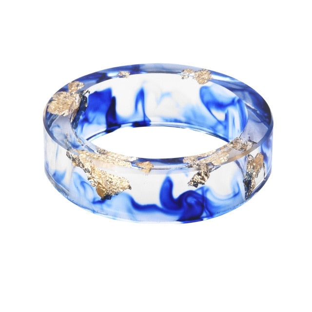 Women's 6.5mm Gold Foil 'Color Cloud' Acetate Acrylic Ring