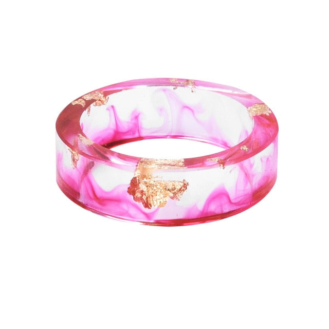 Women's 6.5mm Gold Foil 'Color Cloud' Acetate Acrylic Ring